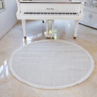 שטיח אגרה עגול - E078C לבן