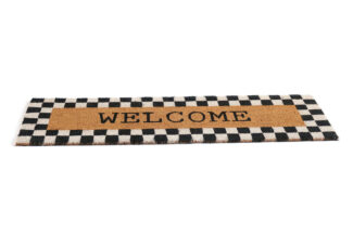 שטיח סף לכניסה פנטזיה - Welcome משבצות שחור לבן